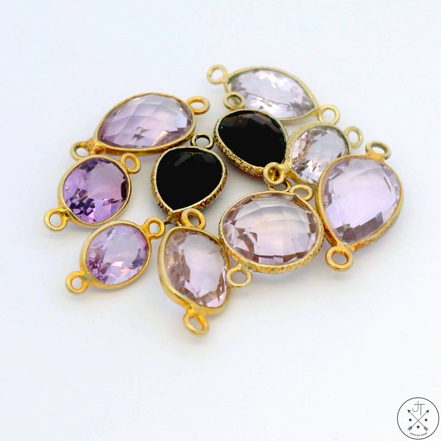 10 pcs New Sterling Silver Faceted Garnet Amethyst Necklace Bracelet Connectors Beads