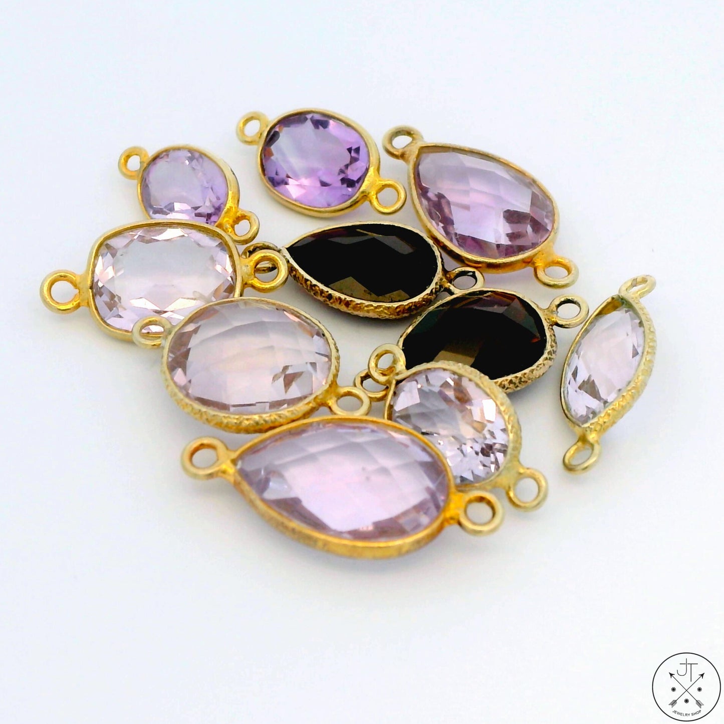 10 pcs New Sterling Silver Faceted Garnet Amethyst Necklace Bracelet Connectors Beads