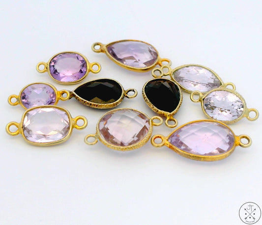 10 pcs New Sterling Silver Faceted Garnet Amethyst Necklace Bracelet Connectors Beads