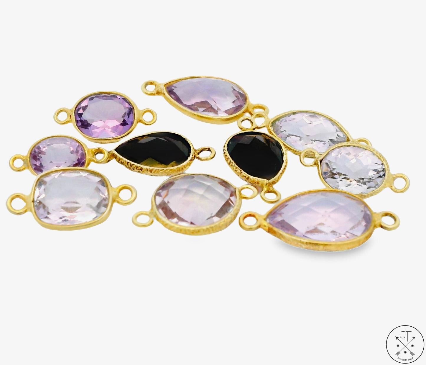 10 pcs New Sterling Silver Faceted Garnet Amethyst Necklace Bracelet Connectors Beads