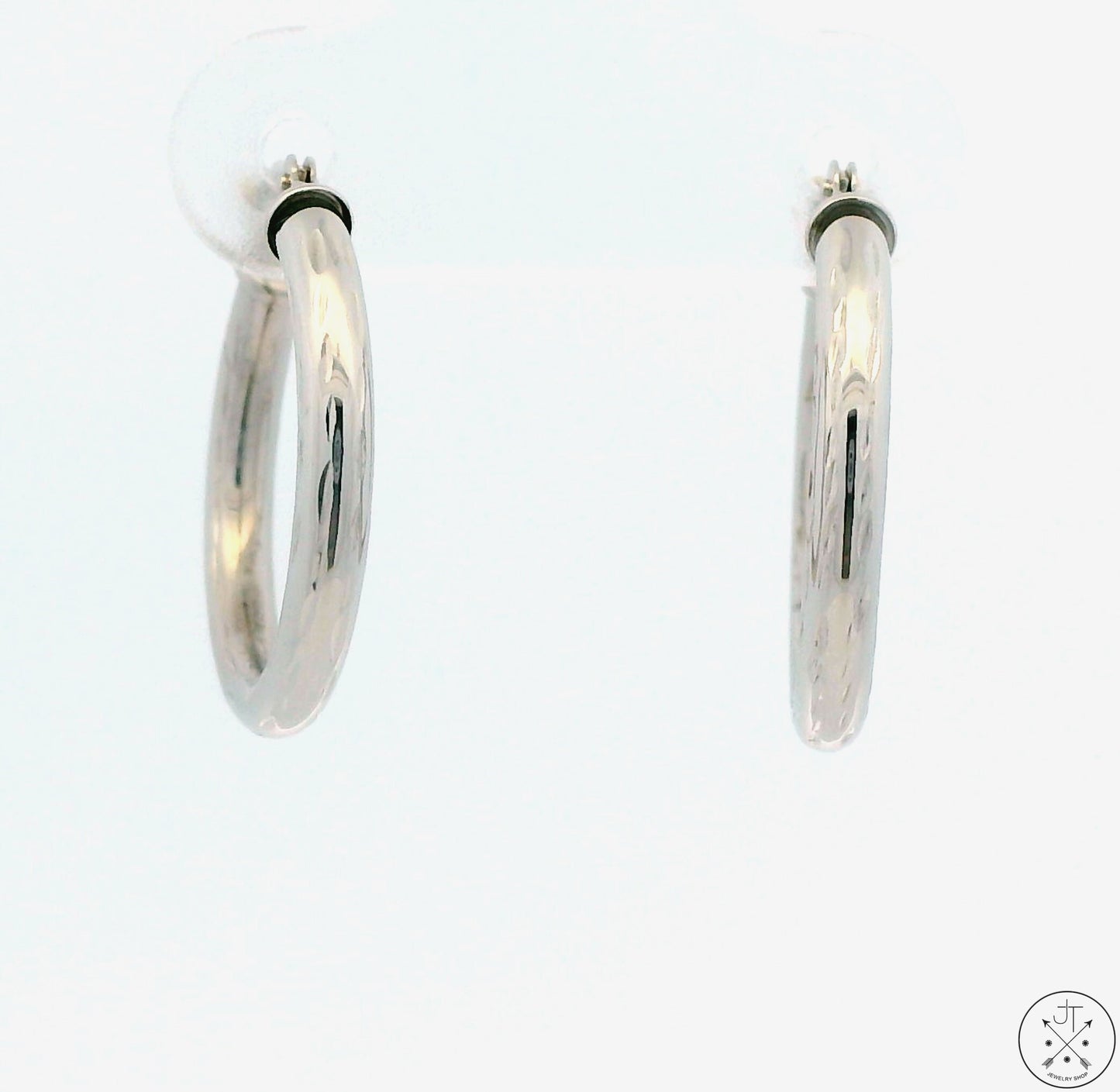 New 10k White Gold 1/2 Inch Pattern Hoop Earrings