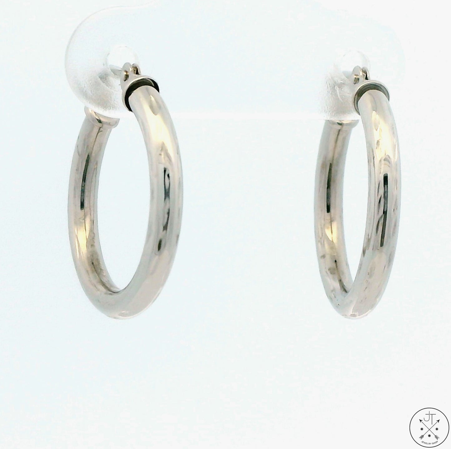 New 10k White Gold 1/2 Inch Pattern Hoop Earrings