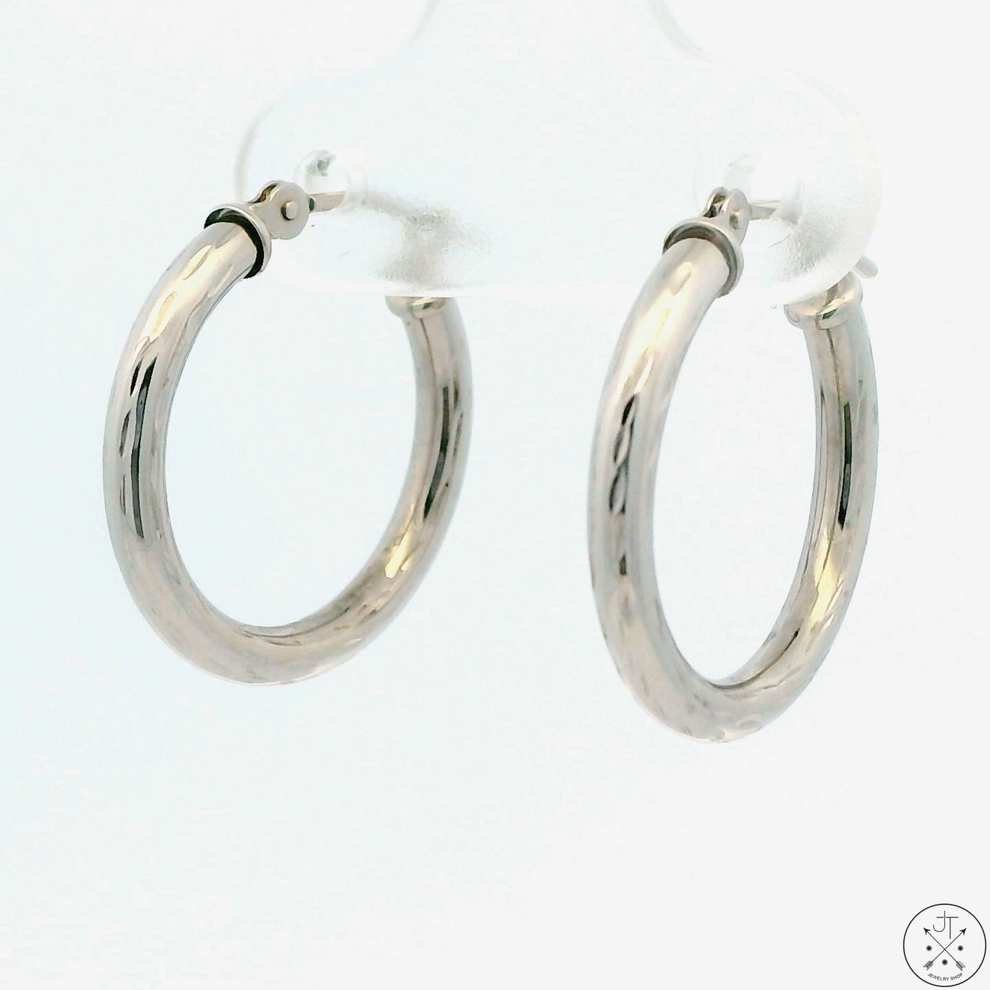 New 10k White Gold 1/2 Inch Pattern Hoop Earrings