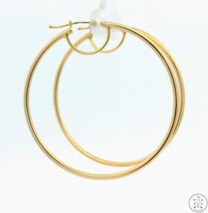 New 10k Yellow Gold 1 3/4 Inch Hoop Earrings