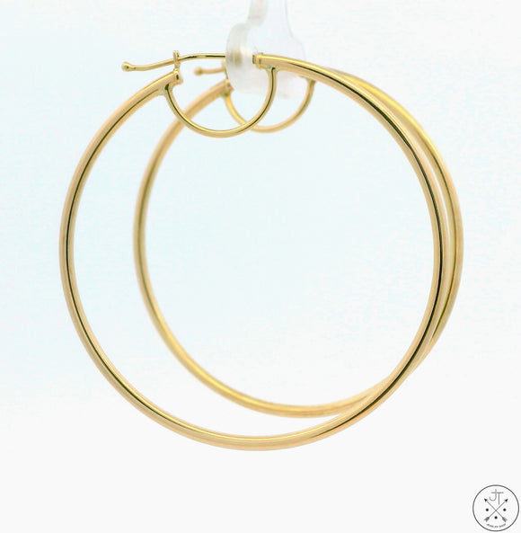 New 10k Yellow Gold 1 3/4 Inch Hoop Earrings