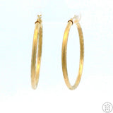 New 10k Yellow Gold 1 1/4 Inch Pattern Hoop Earrings