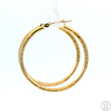 New 10k Yellow Gold 1 1/4 Inch Pattern Hoop Earrings