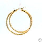 New 10k Yellow Gold 1 1/4 Inch Pattern Hoop Earrings