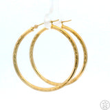 New 10k Yellow Gold 1 1/4 Inch Pattern Hoop Earrings