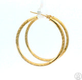 New 10k Yellow Gold 1 1/4 Inch Pattern Hoop Earrings