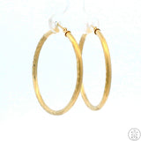 New 10k Yellow Gold 1 1/4 Inch Pattern Hoop Earrings