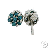 New 10k White Gold Stud Earrings with 1/4 ctw Blue Diamonds