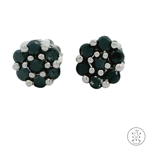 New 10k White Gold Stud Earrings with 1/3 ctw Black Diamonds