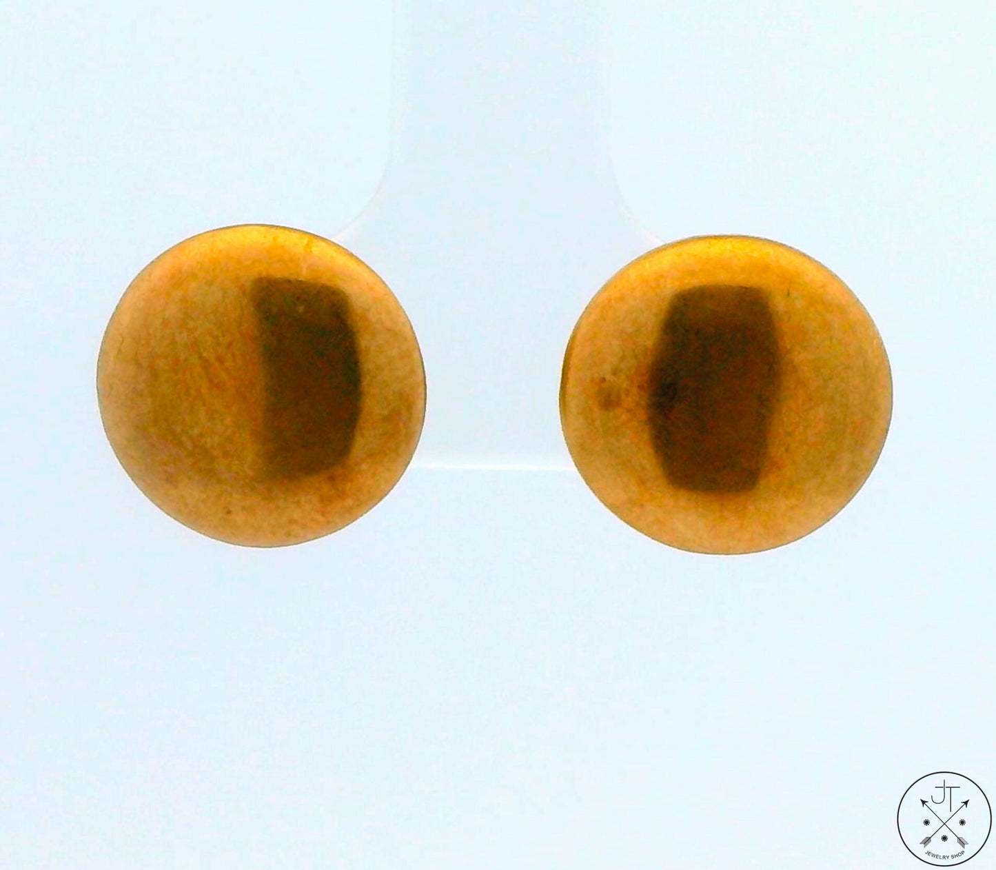 Vintage 10k Yellow Gold Stud Earrings Screw Back 12 mm Disc