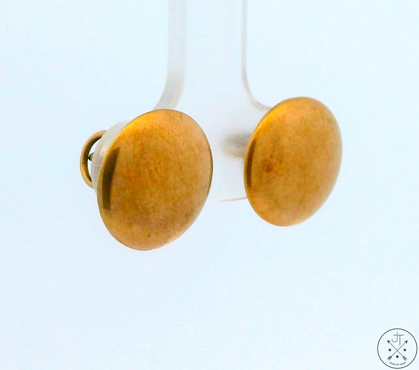 Vintage 10k Yellow Gold Stud Earrings Screw Back 12 mm Disc