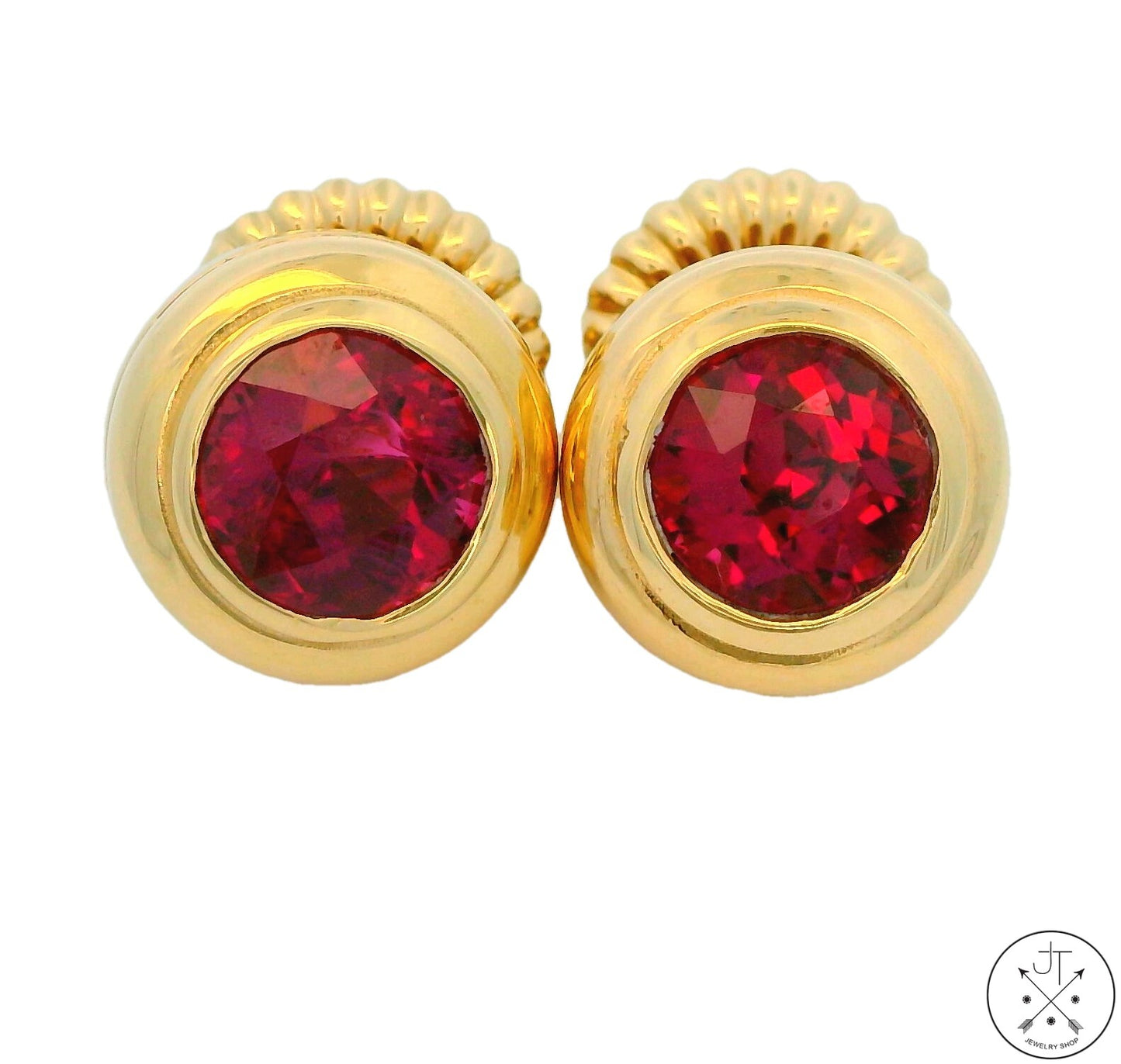 Vintage 14k Yellow Gold Stud Earrings with 2 1/2 ctw Rhodolite Garnet Oversize Butterfly Backs