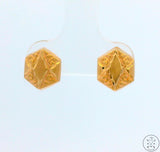 Vintage 14k Yellow Gold Stud Earrings 9 mm Hexagon Butterfly Back