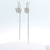 New 14k White Gold Threader Earrings Butterfly Dangle