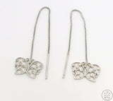 New 14k White Gold Threader Earrings Butterfly Dangle