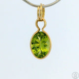 New 14k Yellow Gold Drop Pendant with Peridot Charm Keyring Split Ring