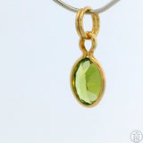 New 14k Yellow Gold Drop Pendant with Peridot Charm Keyring Split Ring