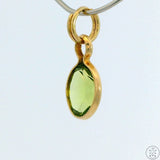 New 14k Yellow Gold Drop Pendant with Peridot Charm Keyring Split Ring