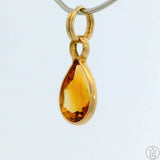 New 14k Yellow Gold Drop Pendant with Citrine Charm Keyring Split Ring