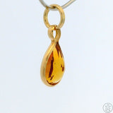 New 14k Yellow Gold Drop Pendant with Citrine Charm Keyring Split Ring