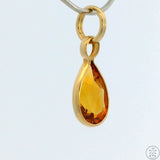 New 14k Yellow Gold Drop Pendant with Citrine Charm Keyring Split Ring