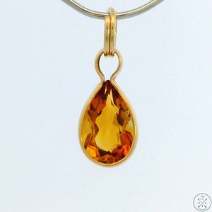 New 14k Yellow Gold Drop Pendant with Citrine Charm Keyring Split Ring