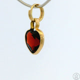 New 14k Yellow Gold Drop Pendant with Garnet Heart Charm Keyring Split Ring