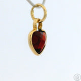 New 14k Yellow Gold Drop Pendant with Garnet Heart Charm Keyring Split Ring