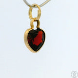 New 14k Yellow Gold Drop Pendant with Garnet Heart Charm Keyring Split Ring