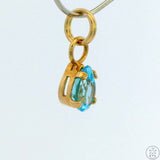 New 14k Yellow Gold Drop Pendant with Topaz Charm Keyring Split Ring