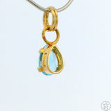 New 14k Yellow Gold Drop Pendant with Topaz Charm Keyring Split Ring