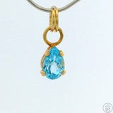 New 14k Yellow Gold Drop Pendant with Topaz Charm Keyring Split Ring