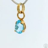 New 14k Yellow Gold Drop Pendant with Topaz Charm Keyring Split Ring