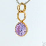 New 14k Yellow Gold Drop Pendant with Lavender Glass Heart Charm Keyring Split Ring