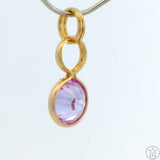 New 14k Yellow Gold Drop Pendant with Lavender Glass Heart Charm Keyring Split Ring