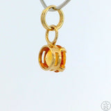 New 14k Yellow Gold Drop Pendant with Citrine Round Charm Keyring Split Ring