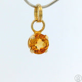 New 14k Yellow Gold Drop Pendant with Citrine Round Charm Keyring Split Ring