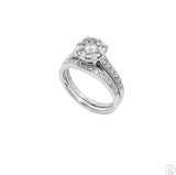 14k White Gold Halo  Engagement Ring and Band 3/4 ctw Diamonds Size 5.25