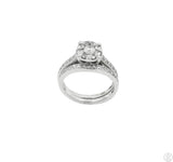 14k White Gold Halo  Engagement Ring and Band 3/4 ctw Diamonds Size 5.25