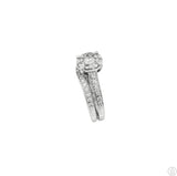 14k White Gold Halo  Engagement Ring and Band 3/4 ctw Diamonds Size 5.25