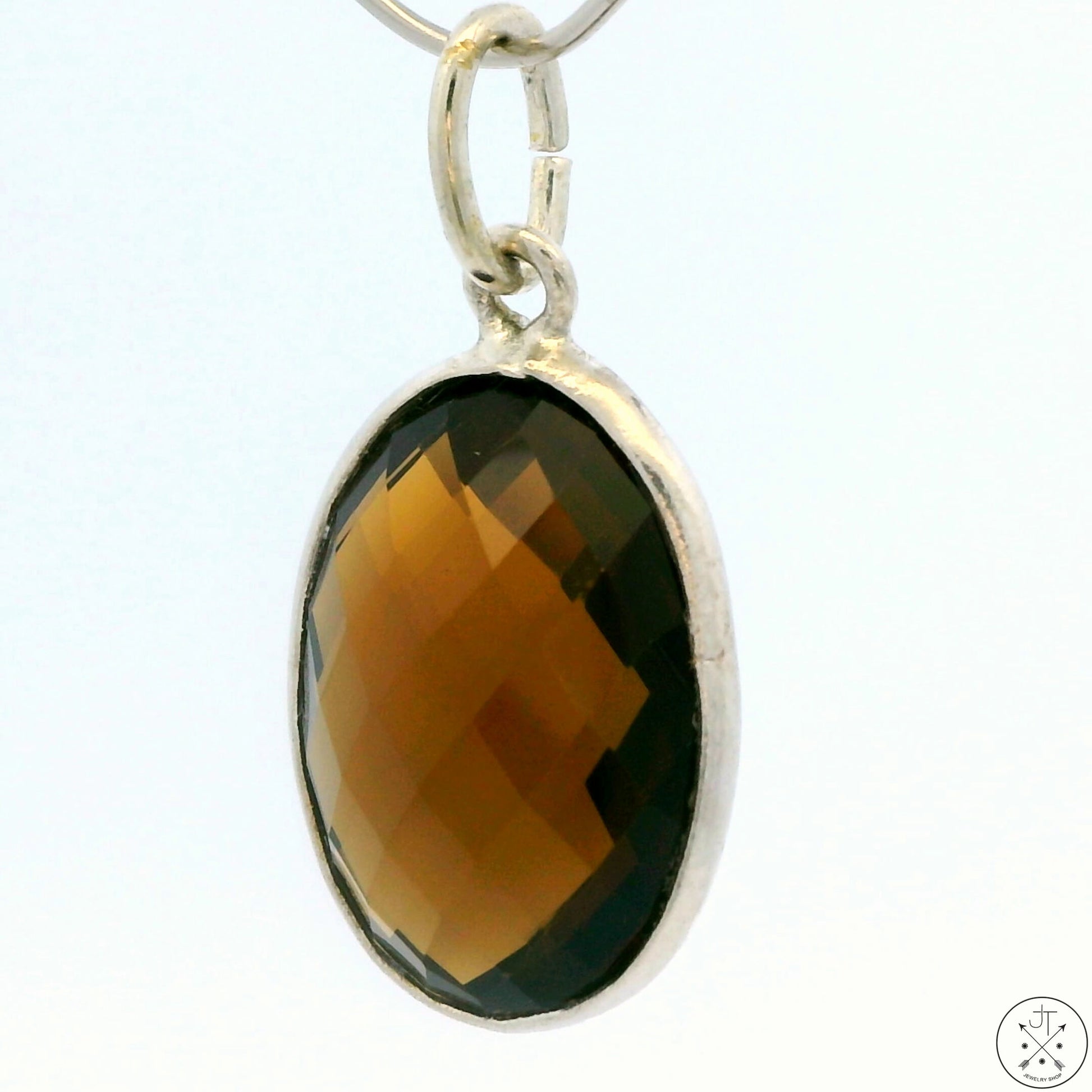 Sterling Silver Pendant with Oval Smoky Quartz 2 gram