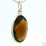 New Sterling Silver Pendant with Oval Smoky Quartz 2 gram