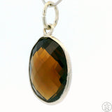 New Sterling Silver Pendant with Oval Smoky Quartz 2 gram