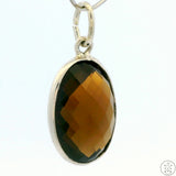 New Sterling Silver Pendant with Oval Smoky Quartz 2 gram