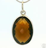 New Sterling Silver Pendant with Oval Smoky Quartz 2 gram