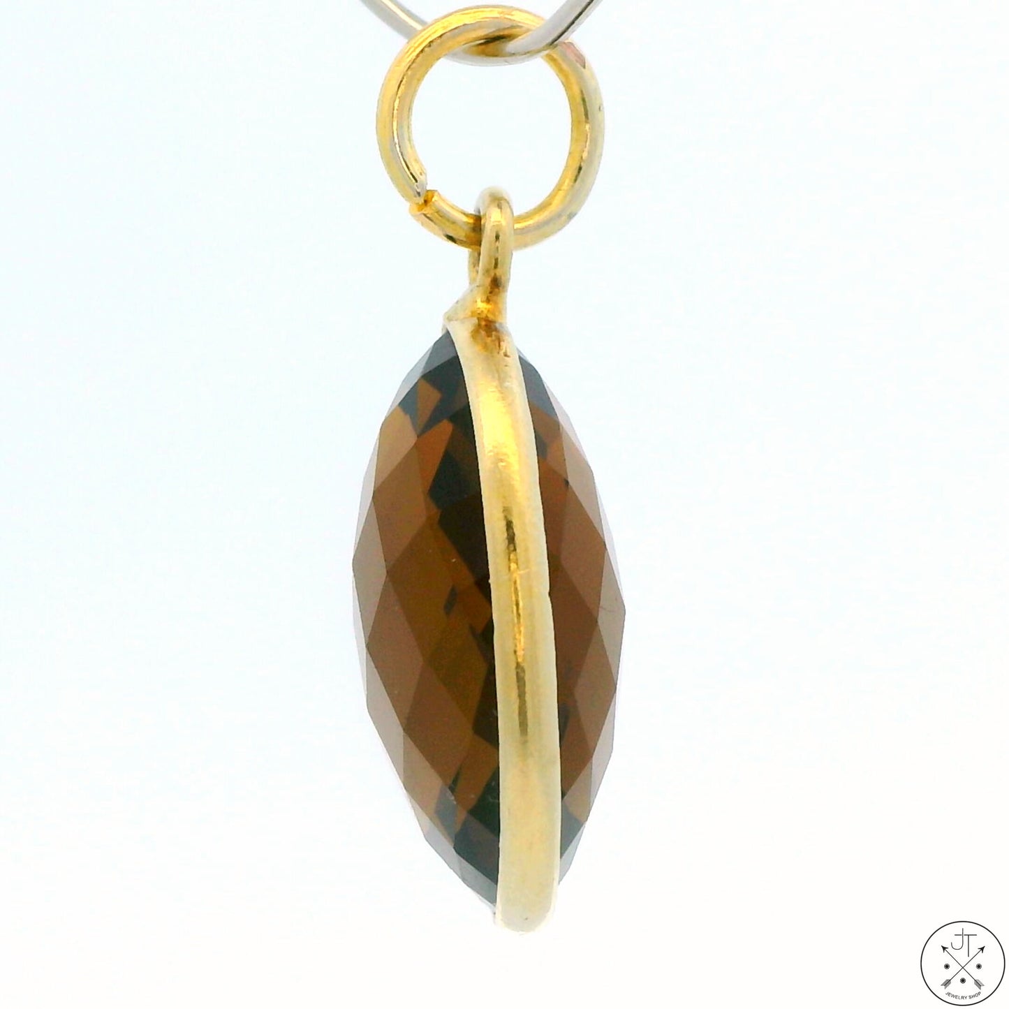New Sterling Silver Pendant with Oval Smoky Quartz 2 gram Gold Tone